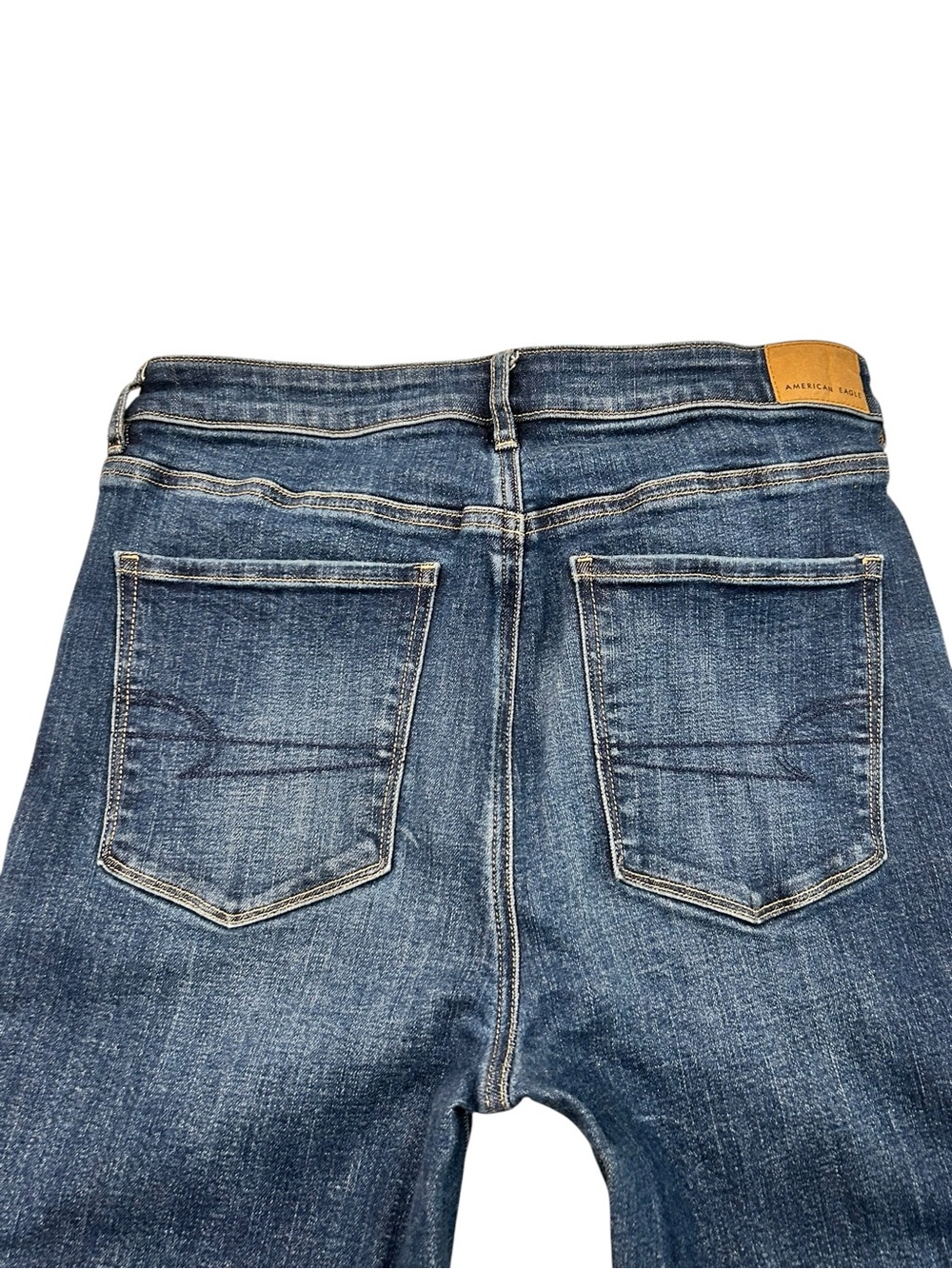 American Eagle Bell Flare Stretch Women’s Blue Jeans 12 Denim Casual Mid Rise - Picture 3 of 11